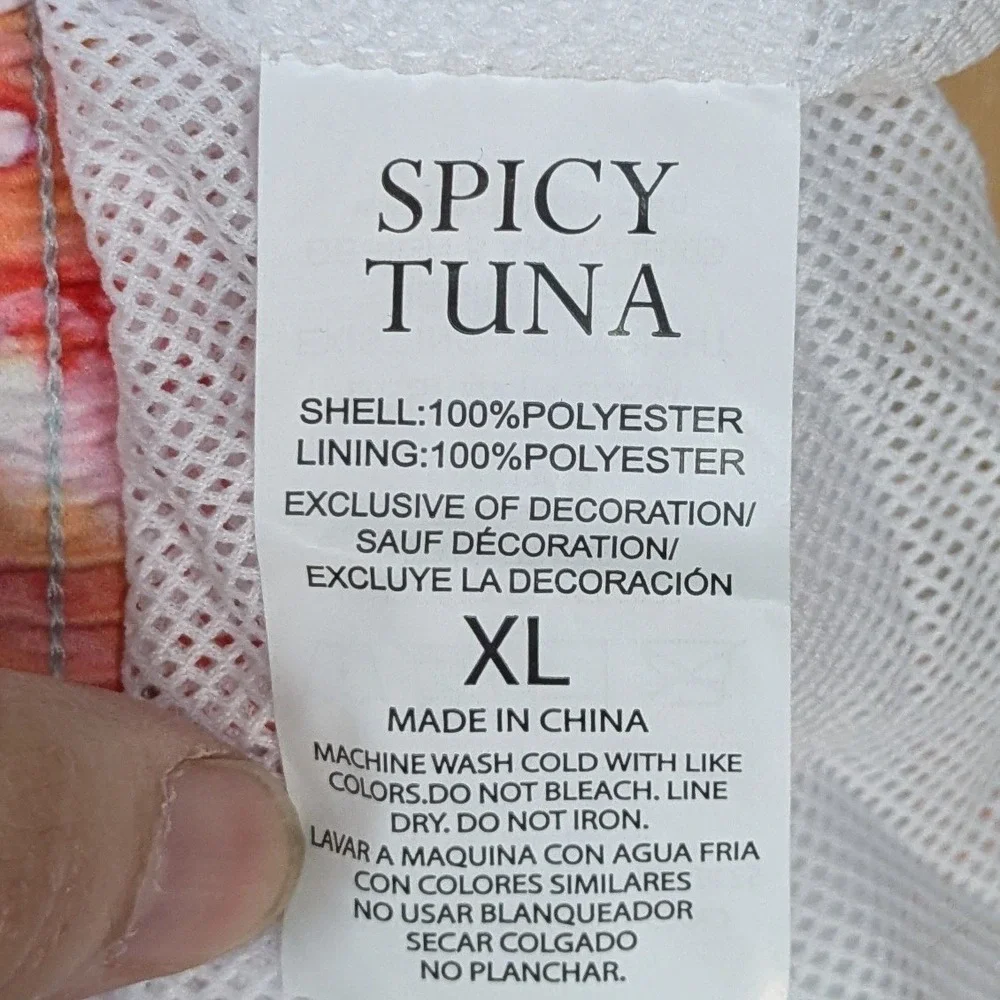 Spicy Tuna Mens XL Swim Trunks Flamingo Light‎ Blue Drawstring Lined Beach New